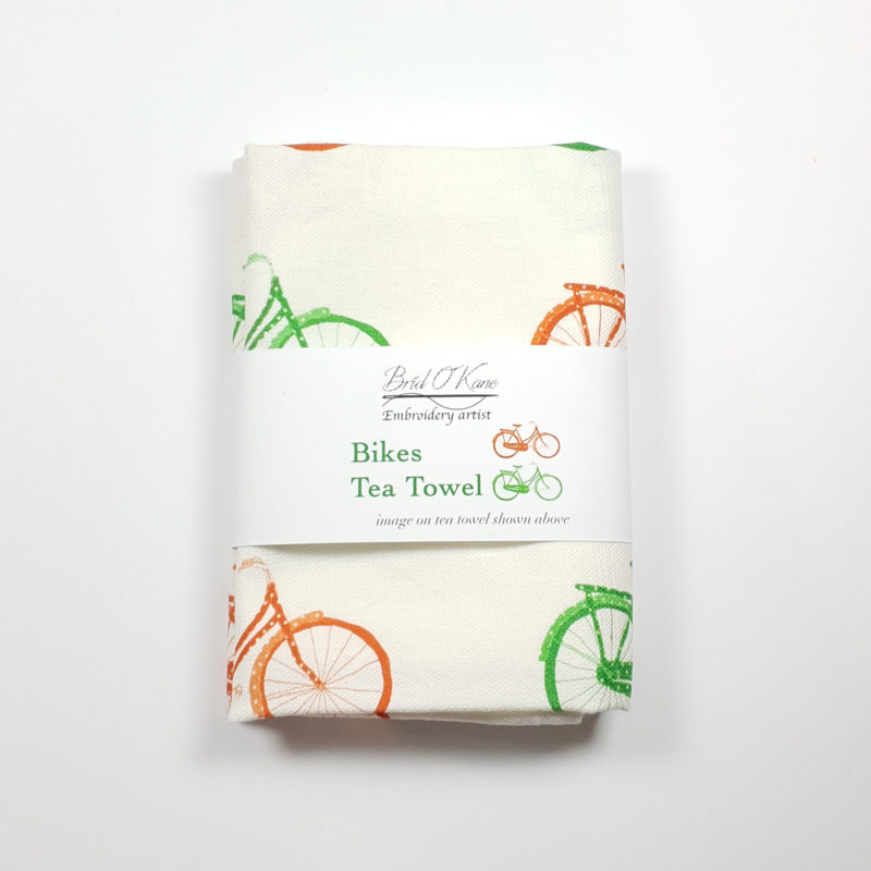 Green & Orange Bikes Tea Towel Featured Image