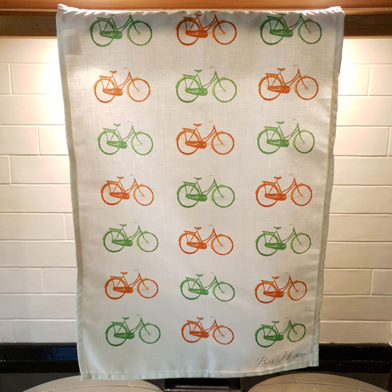 Green & Orange Bikes Tea Towel Image 2
