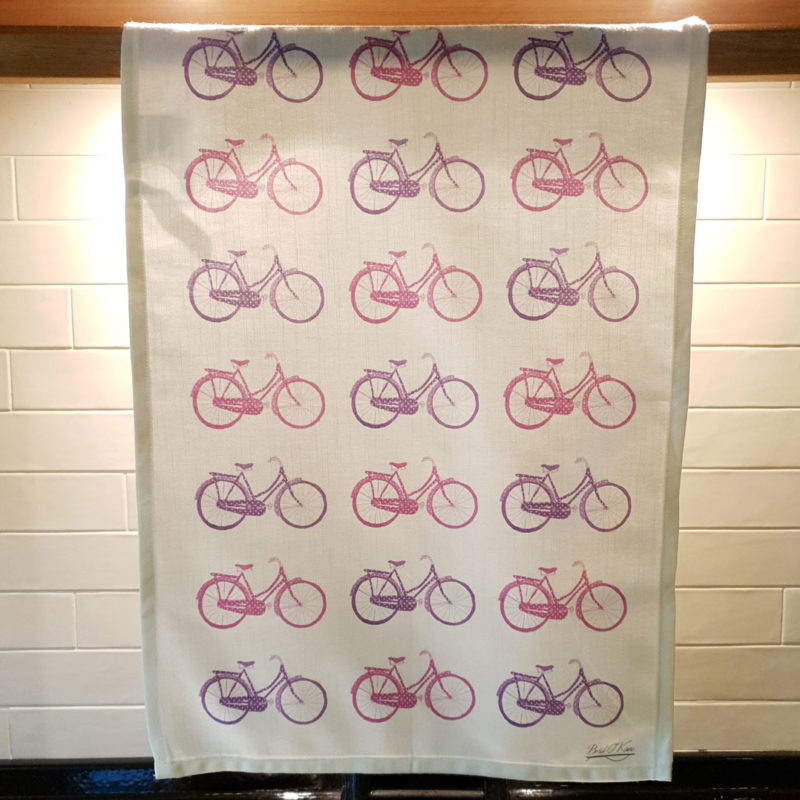 Pink & Purple Bikes Tea Towel Image 2