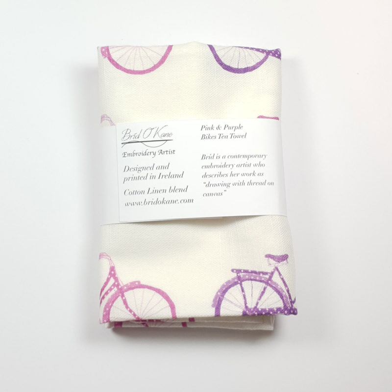Pink & Purple Bikes Tea Towel Image 3