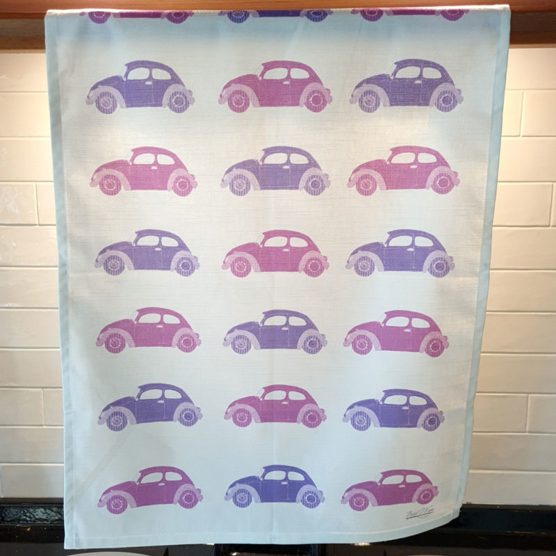 Pink & Purple Cars Tea Towel Image 2