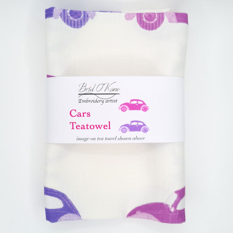 Pink & Purple Cars Tea Towel Featured Image