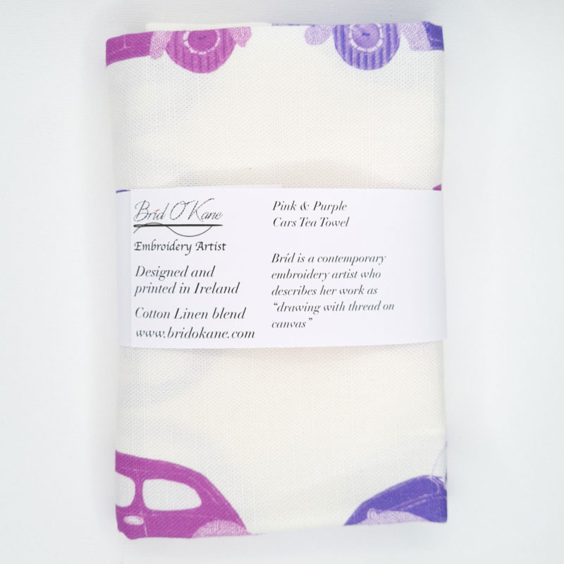 Pink & Purple Cars Tea Towel Image 3